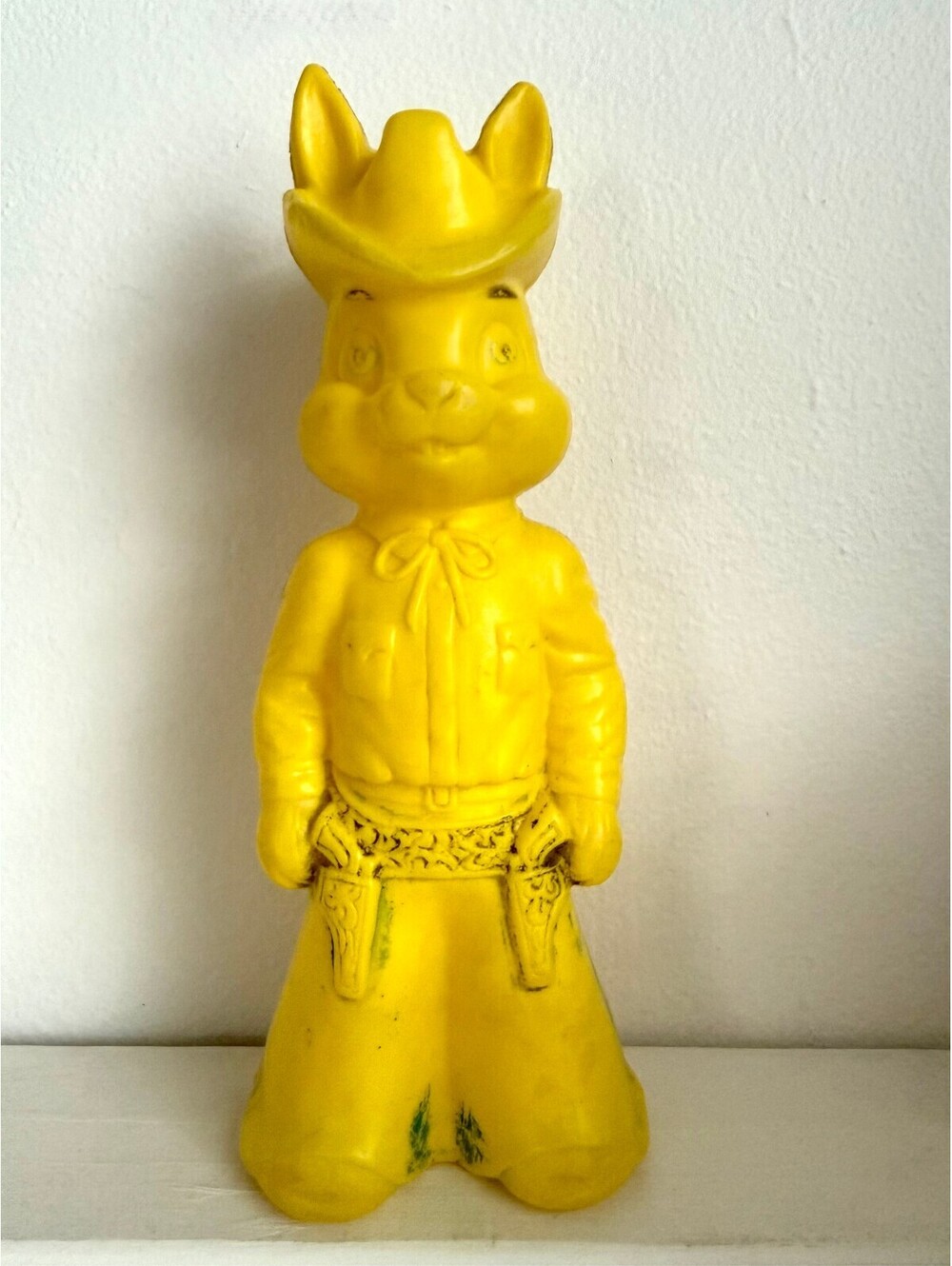 Vintage MCM Blow Mold Cowboy Bunny Piggy Bank Western Rabbit Figure 12”